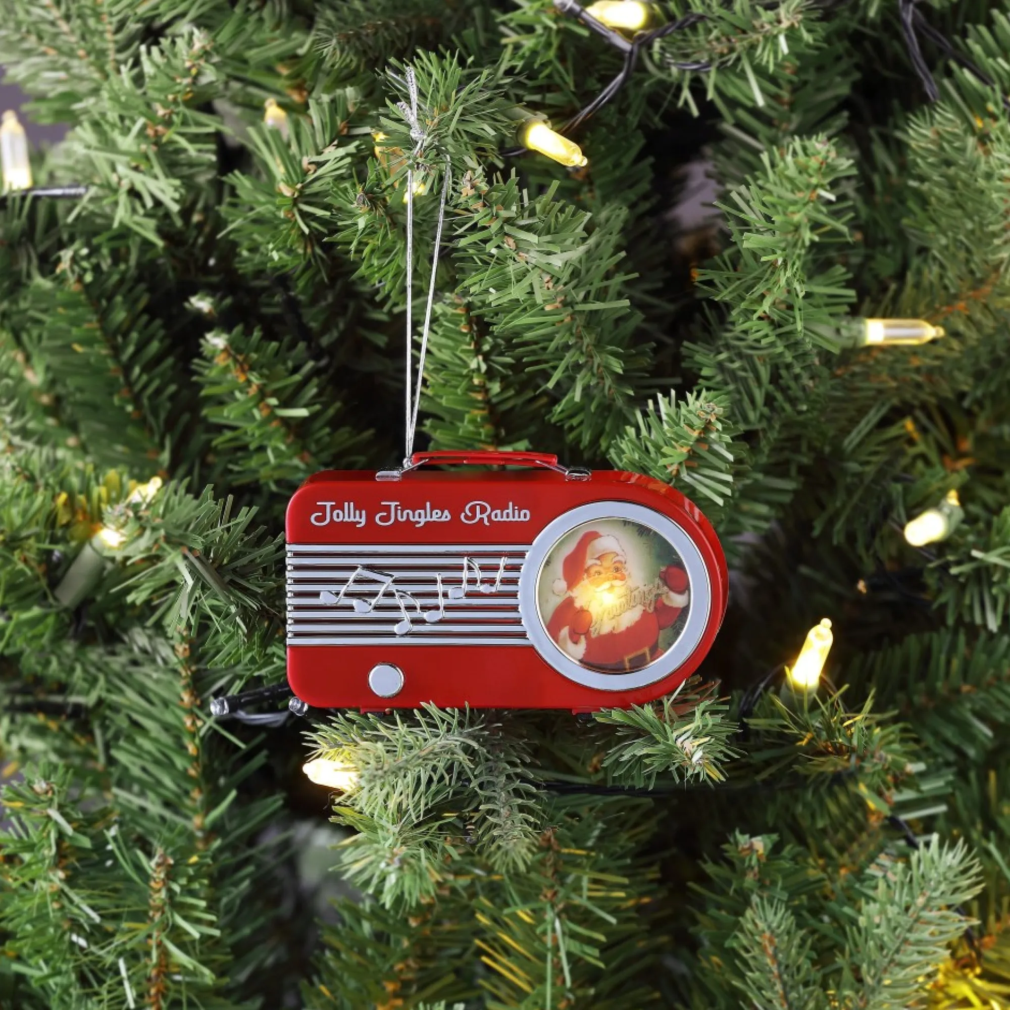 Mr. Christmas Ornaments>4.75" Retro Radio Ornament - Red