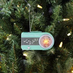 Mr. Christmas Musical Decor>4.75" Retro Radio Ornament - Teal