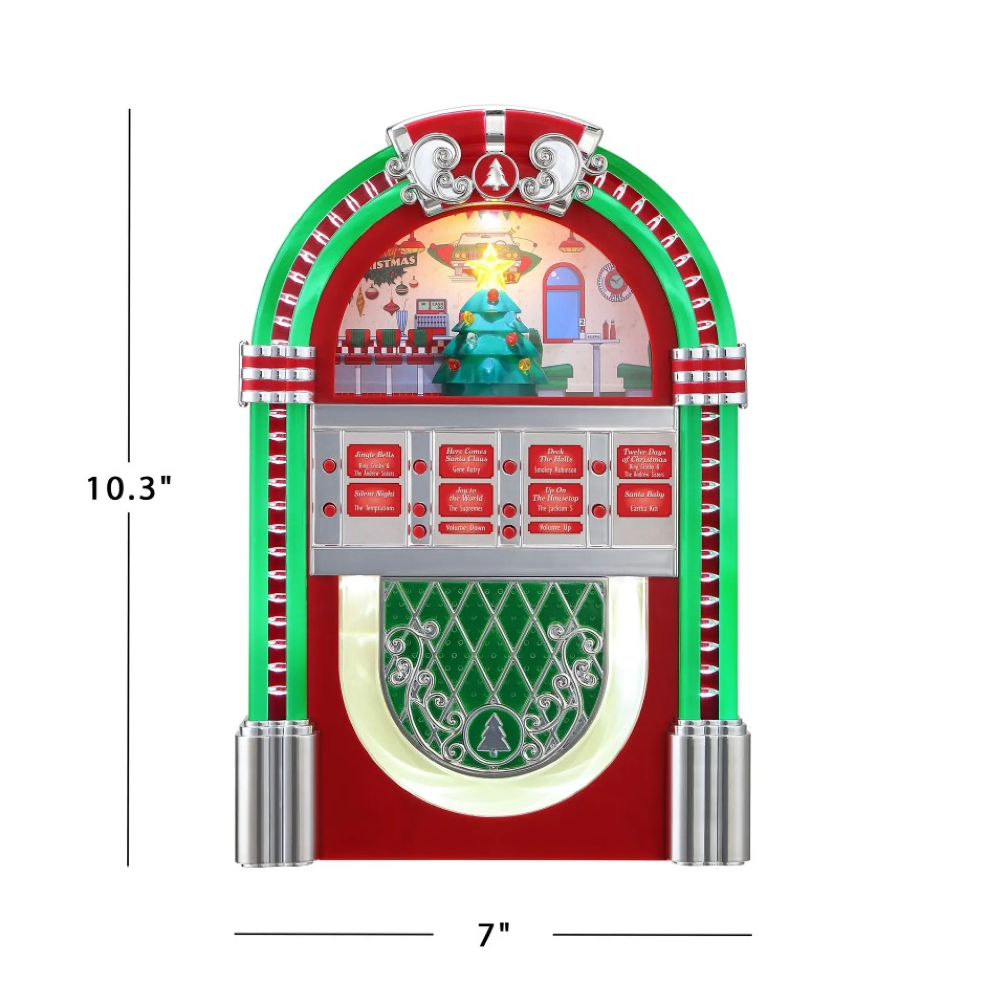 Mr. Christmas Musical Decor>10.3" Retro Rock-O-Rama Jukebox - Red