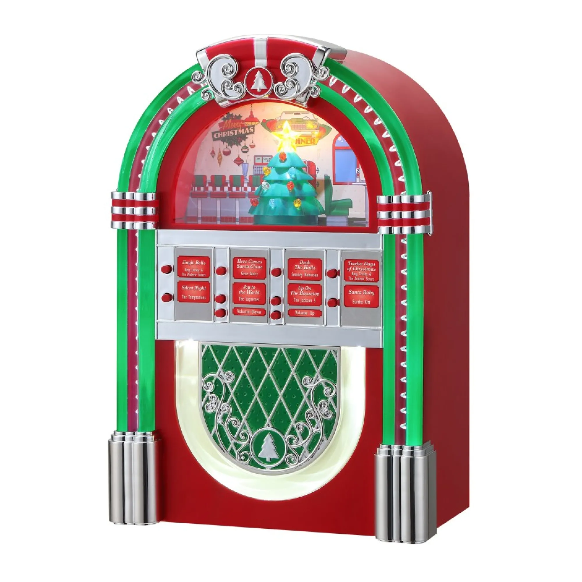 Mr. Christmas Musical Decor>10.3" Retro Rock-O-Rama Jukebox - Red