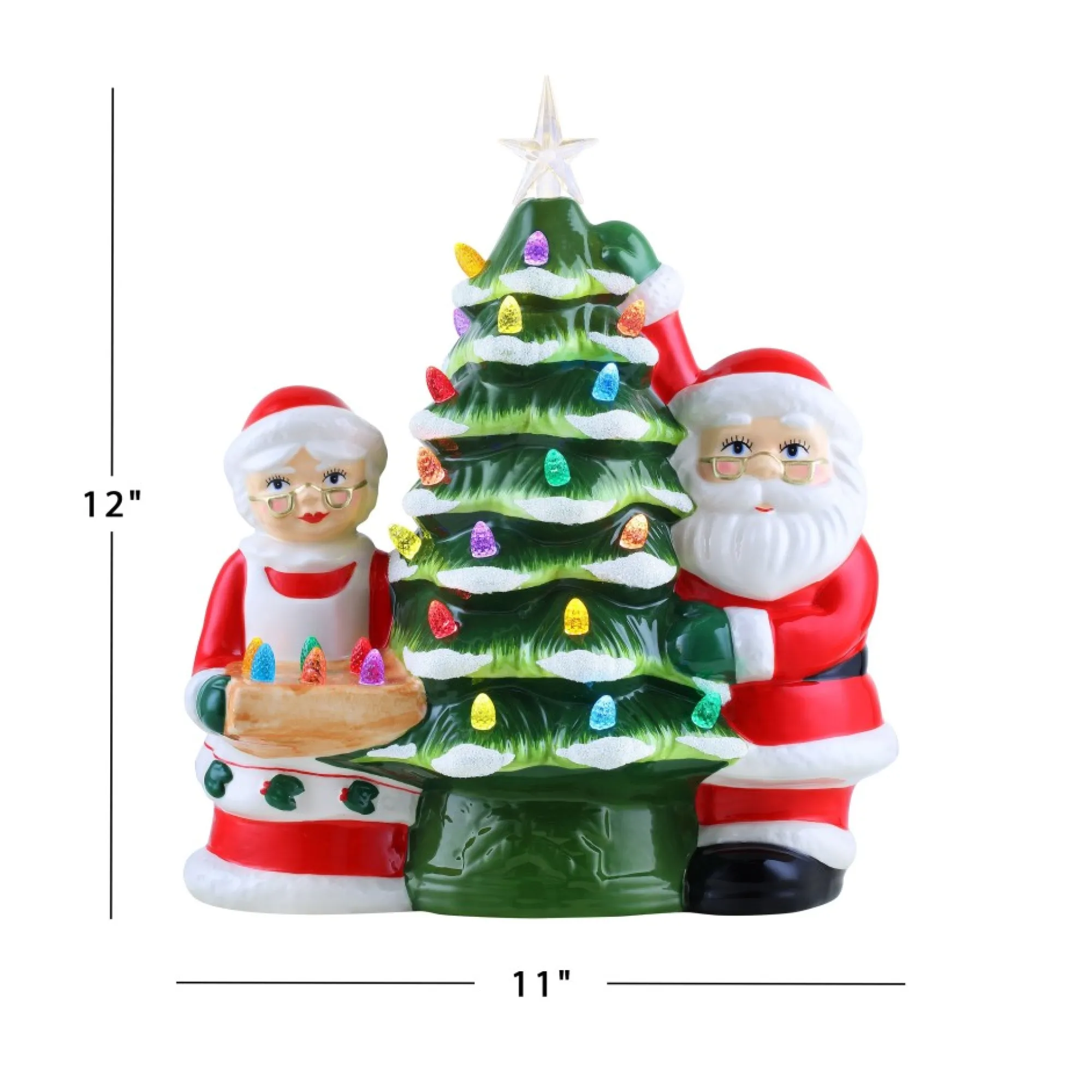 Mr. Christmas Character Trees>12" Santa & Mrs Claus Nostalgic Ceramic Tree