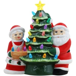 Mr. Christmas Character Trees>9.25" Santa & Mrs. Claus Nostalgic Ceramic Tree