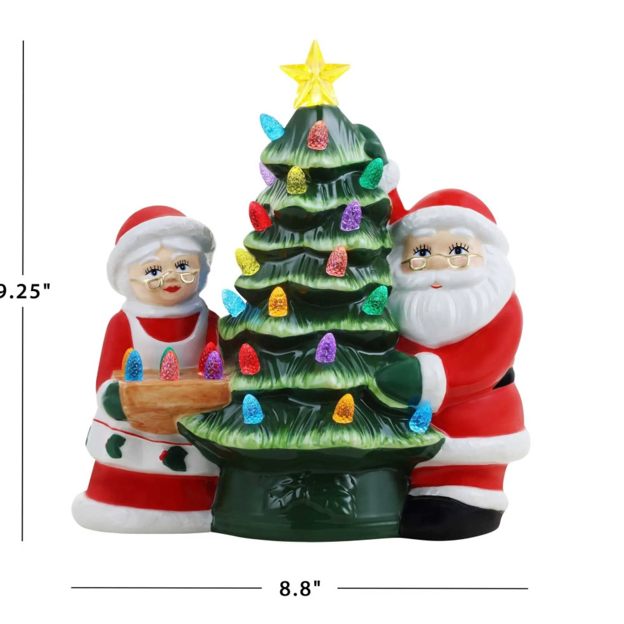 Mr. Christmas Character Trees>9.25" Santa & Mrs. Claus Nostalgic Ceramic Tree