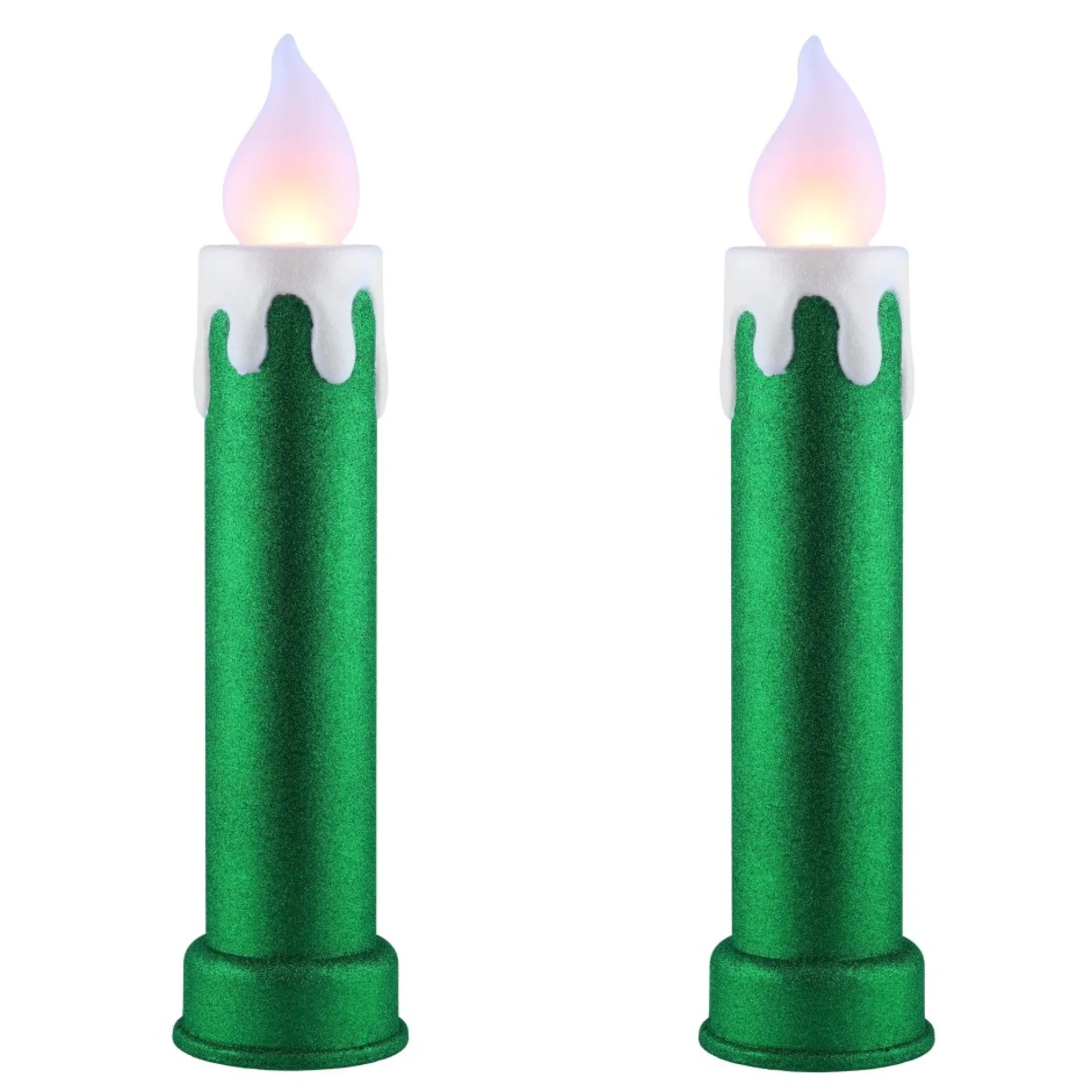 Mr. Christmas Blow Molds>24" Set Of 2 Blow Mold Candles - Green