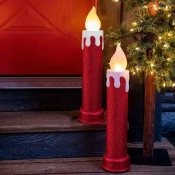 Mr. Christmas Blow Molds>24" Set Of 2 Blow Mold Candles - Red