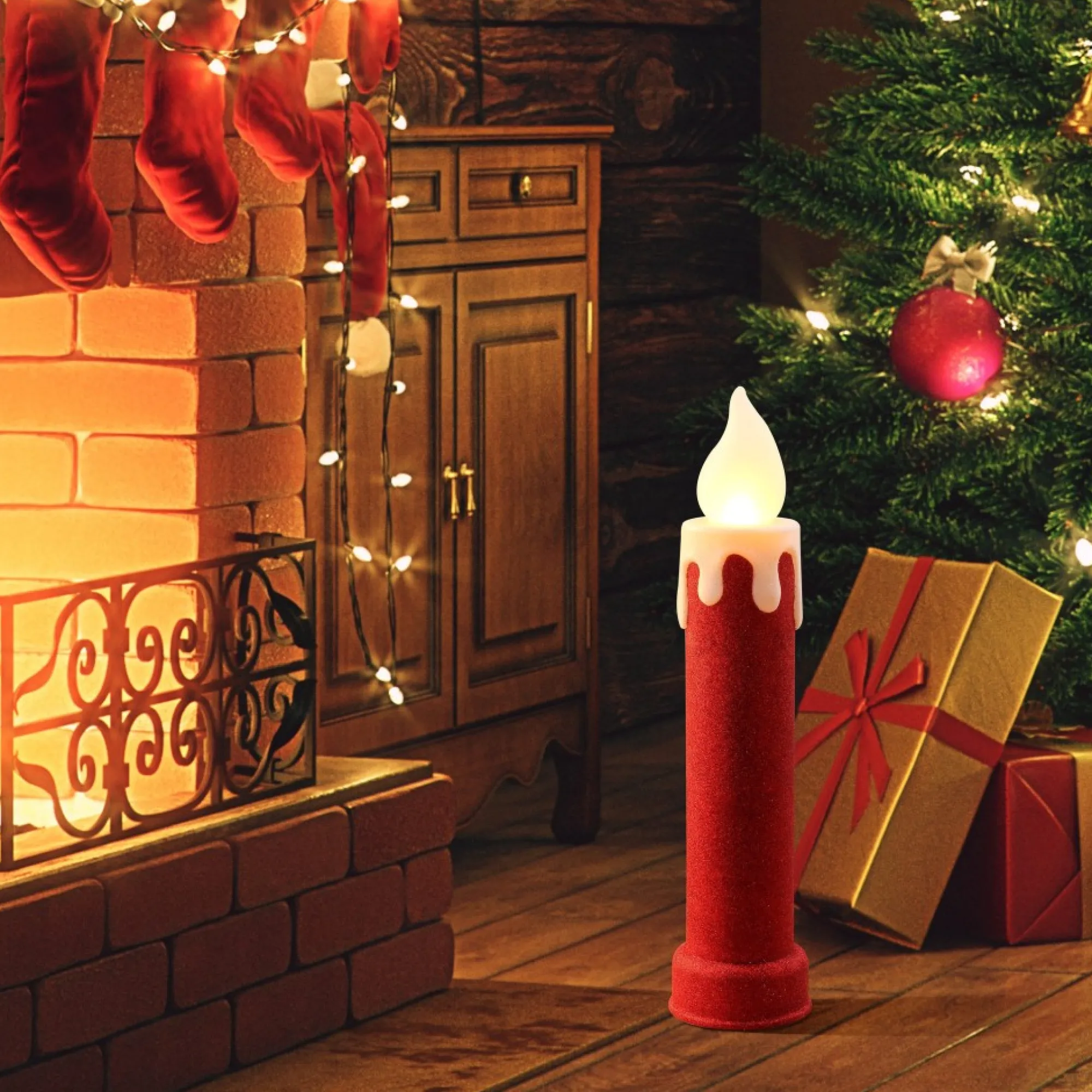 Mr. Christmas Blow Molds>24" Set Of 2 Blow Mold Candles - Red