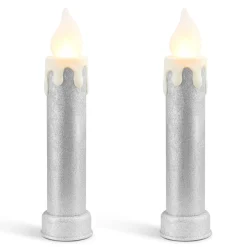 Mr. Christmas Blow Molds>24" Set Of 2 Blow Mold Candles - Silver
