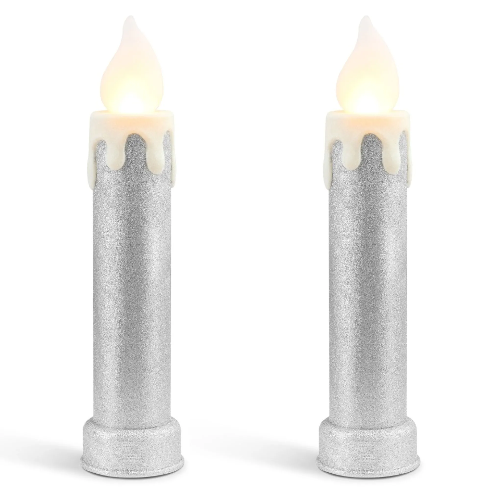 Mr. Christmas Blow Molds>24" Set Of 2 Blow Mold Candles - Silver