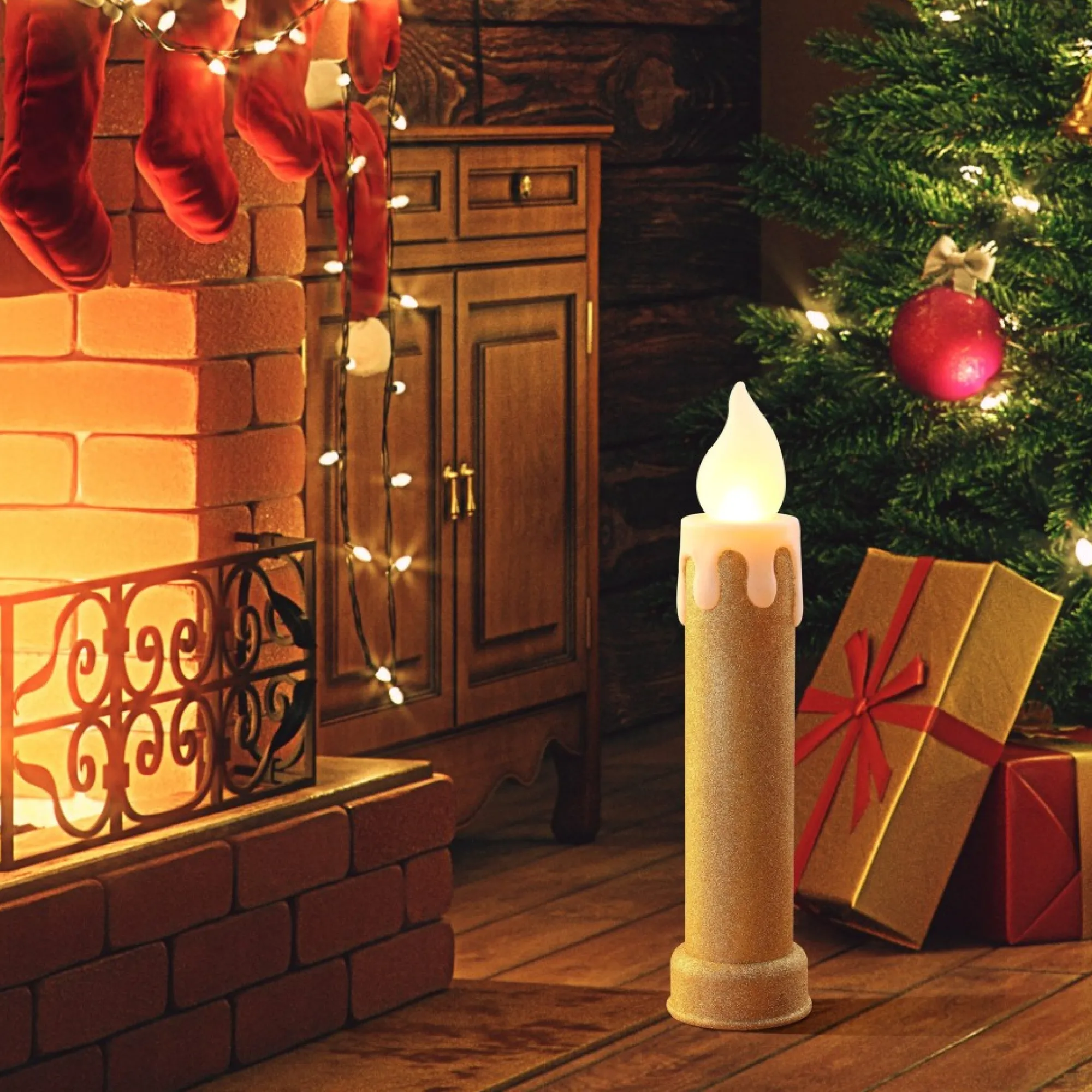 Mr. Christmas Blow Molds>24" Set Of 2 Blow Mold Candles - Gold