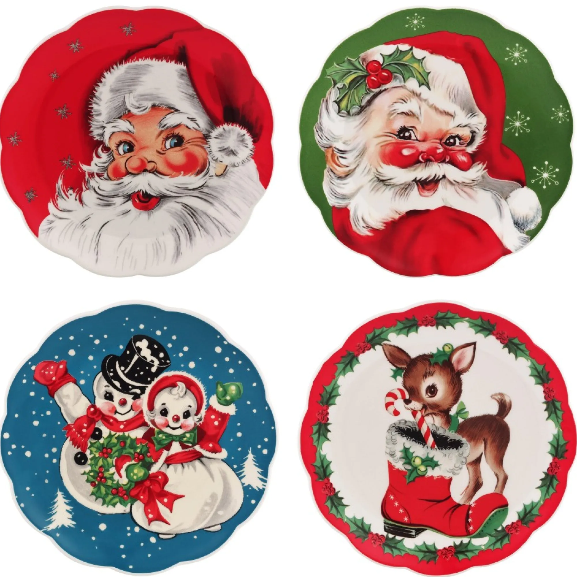Mr. Christmas Plates & Platters>8.5" Set Of 4 Nostalgic Ceramic Plates