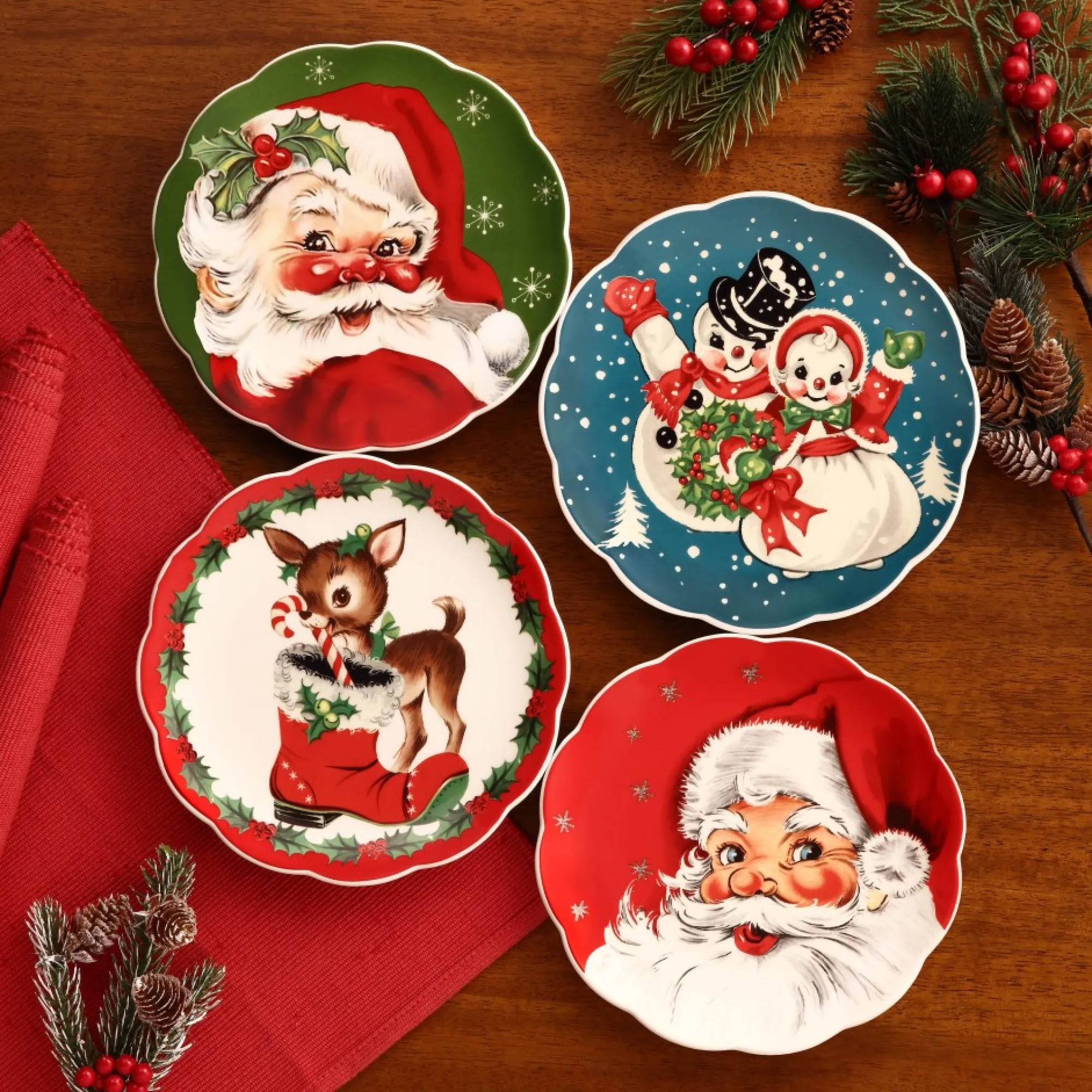 Mr. Christmas Plates & Platters>8.5" Set Of 4 Nostalgic Ceramic Plates