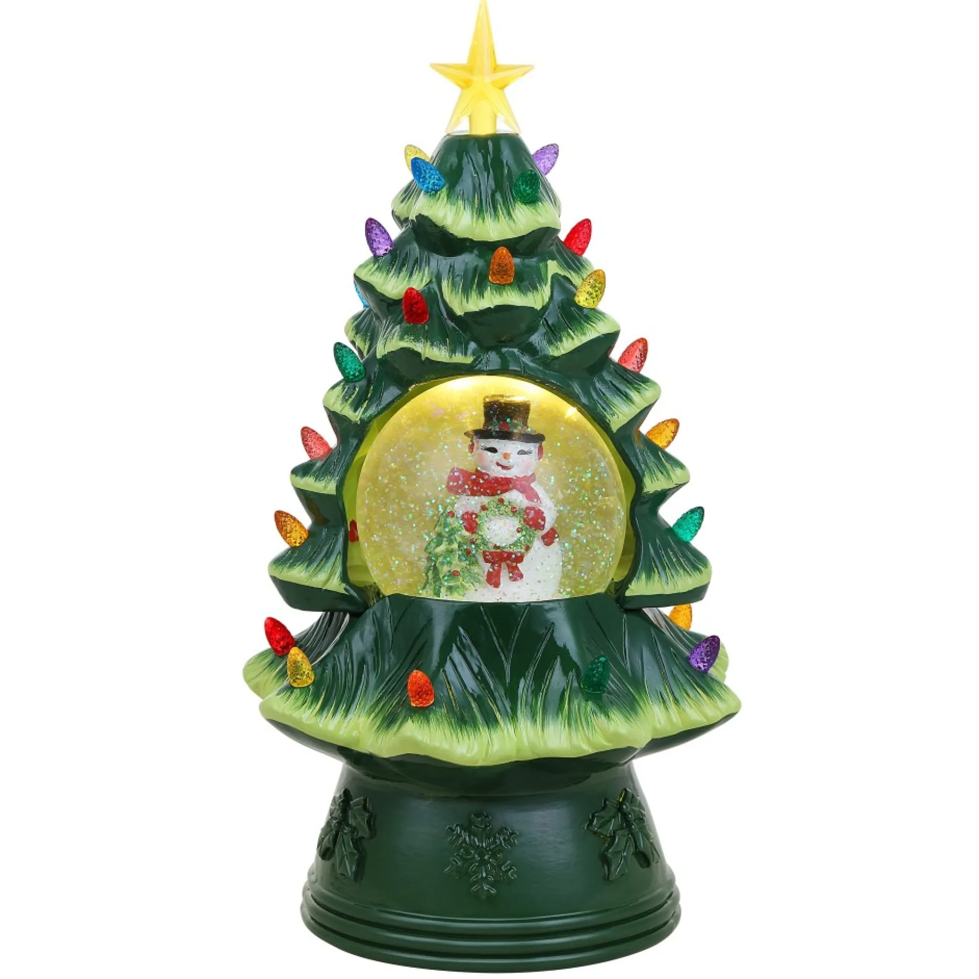 Mr. Christmas Character Trees>12.5" Snow Globe Nostalgic Tree - Snowman