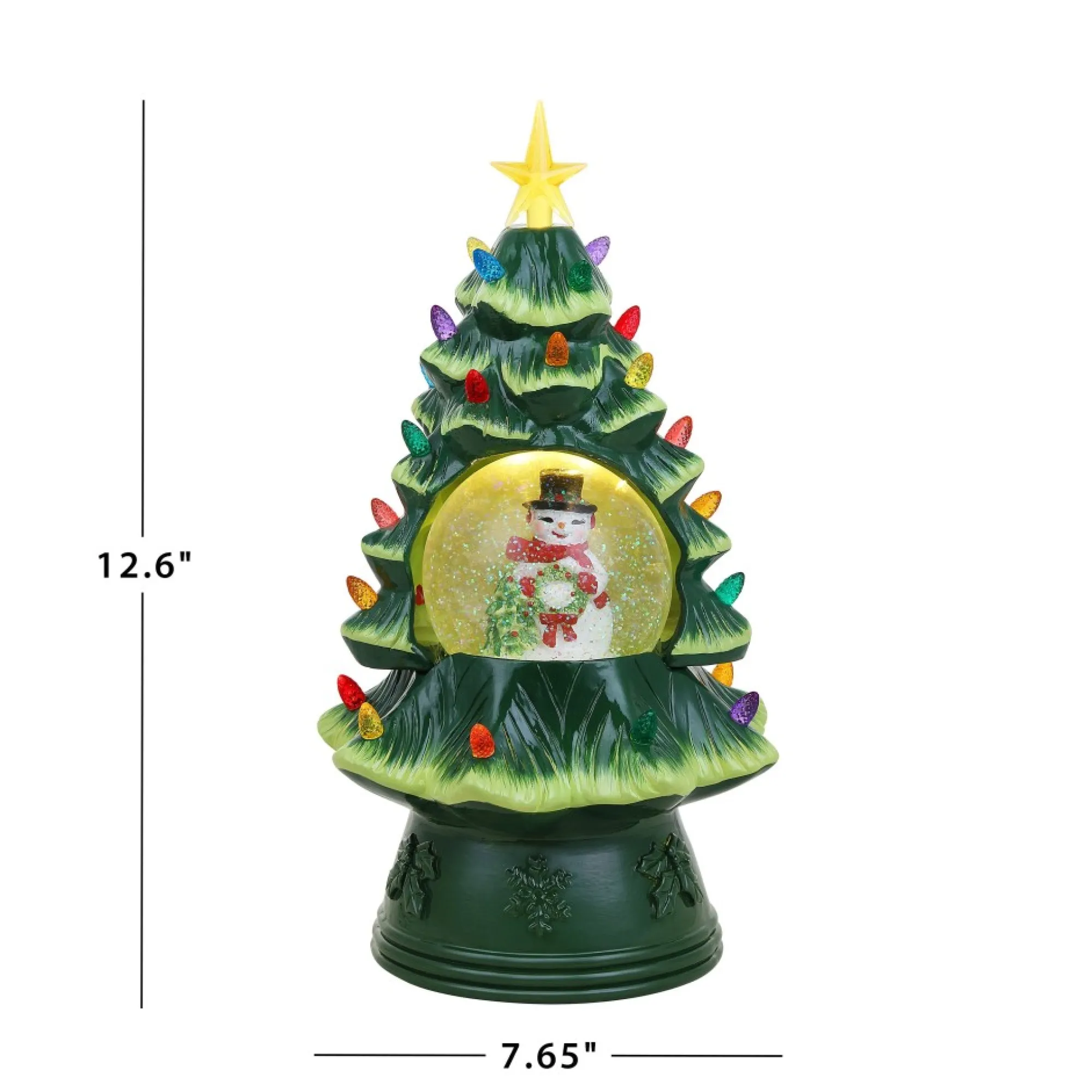 Mr. Christmas Character Trees>12.5" Snow Globe Nostalgic Tree - Snowman