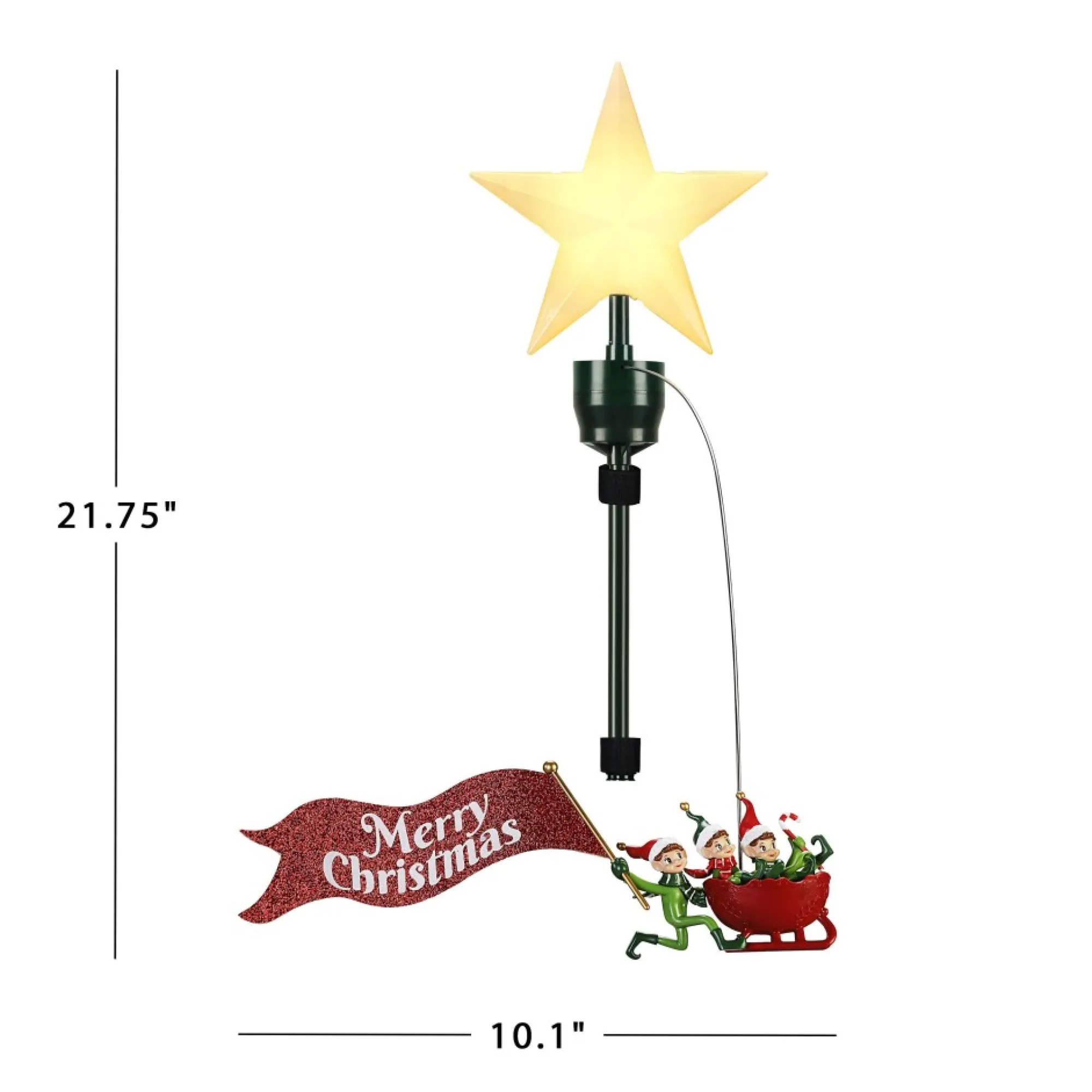 Mr. Christmas Tree Toppers>Animated Elves Sleigh Tree Topper With Banner