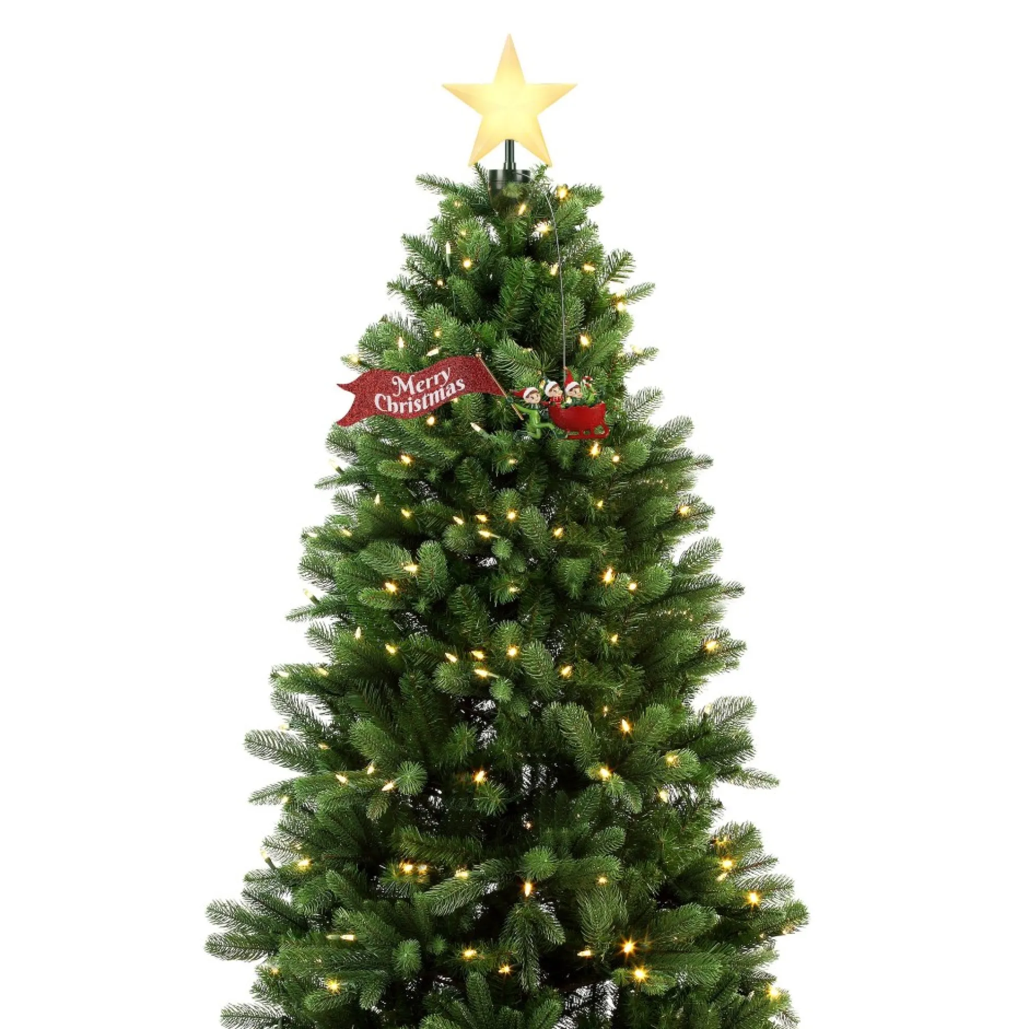 Mr. Christmas Tree Toppers>Animated Elves Sleigh Tree Topper With Banner