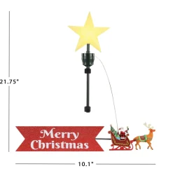 Mr. Christmas Tree Toppers></noscript>Animated Sleigh Tree Topper With Banner - White Santa