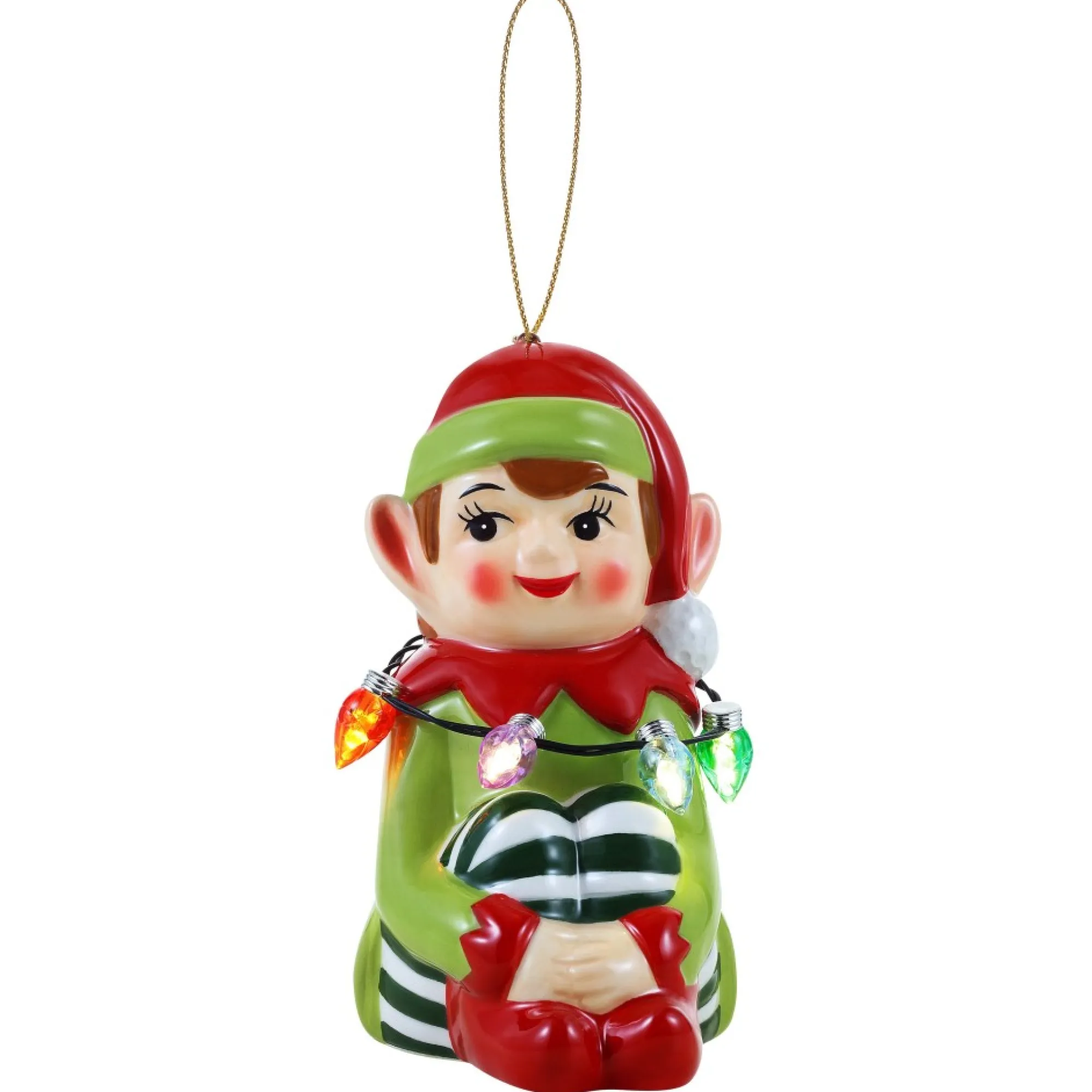 Mr. Christmas Ornaments>Mini Nostalgic Ceramic Figure - Elf