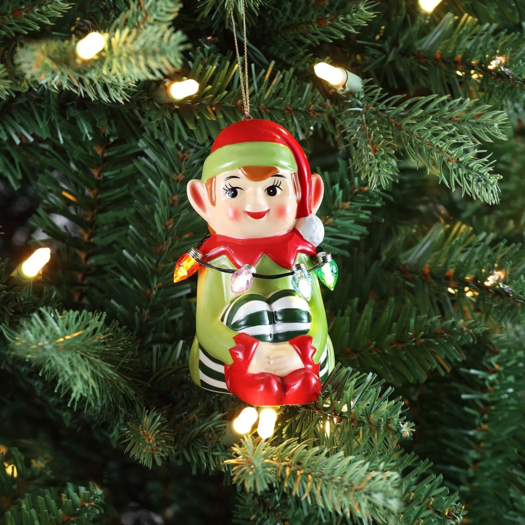 Mr. Christmas Ornaments>Mini Nostalgic Ceramic Figure - Elf