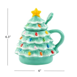 Mr. Christmas Mugs></noscript>Nostalgic Ceramic Tree Lidded Mug With Spoon - Seafoam