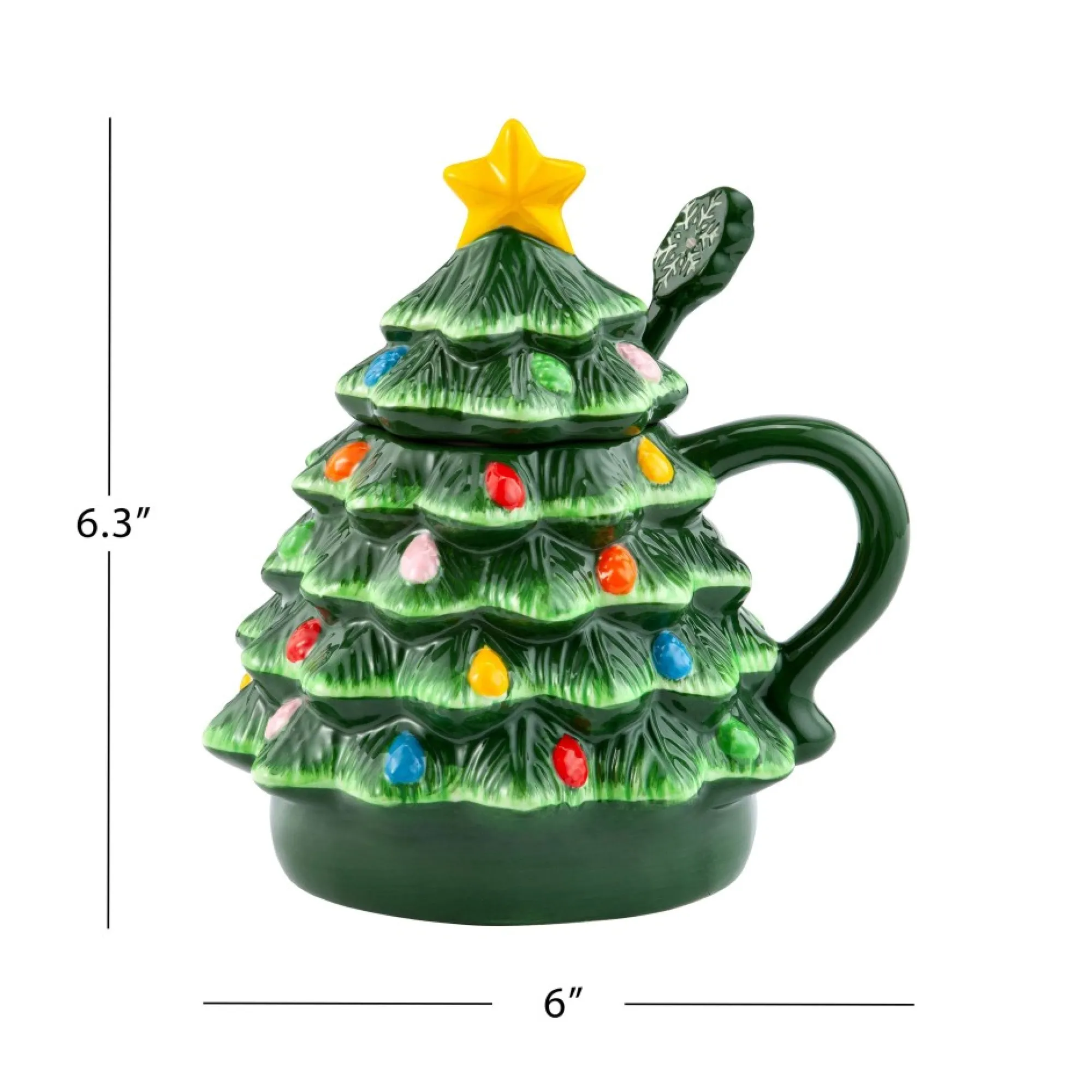 Mr. Christmas Green Ceramic Trees>Nostalgic Ceramic Tree Lidded Mug With Spoon - Green