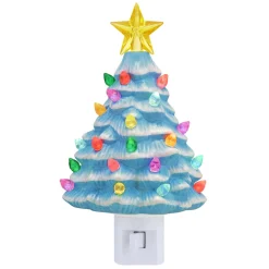 Mr. Christmas Night Lights>Nostalgic Ceramic Tree Nightlight - Blue