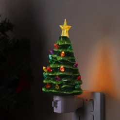 Mr. Christmas Night Lights>Nostalgic Ceramic Tree Nightlight - Green