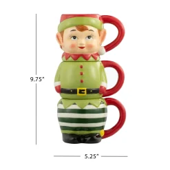 Mr. Christmas Mugs></noscript>12Oz Set Of 3 Ceramic Stacking Mugs - Elf