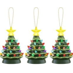 Mr. Christmas Ornaments>Set Of 3 Nostalgic Ceramic Tree Ornaments - Green