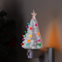 Mr. Christmas Night Lights>Set Of 2 Nostalgic Ceramic Tree Nightlights - White