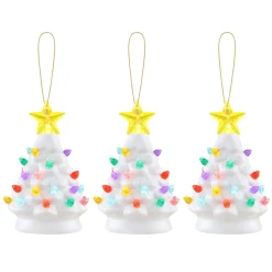 Mr. Christmas Ornaments>Set Of 3 Nostalgic Ceramic Tree Ornaments - White