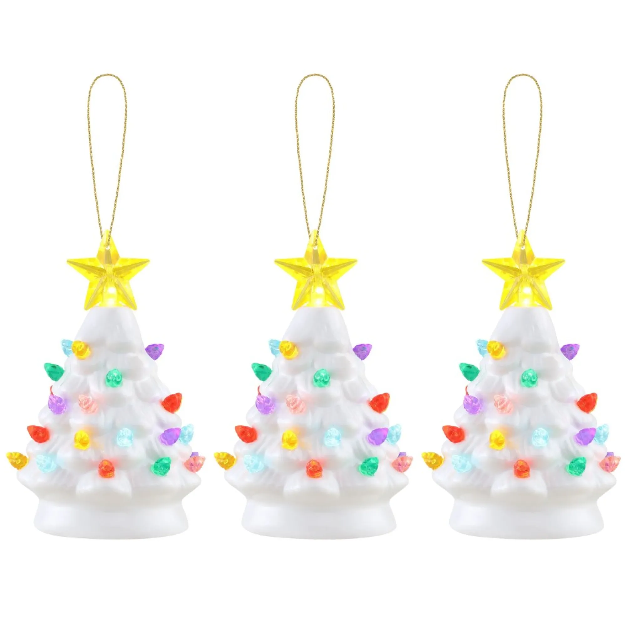 Mr. Christmas Ornaments>Set Of 3 Nostalgic Ceramic Tree Ornaments - White