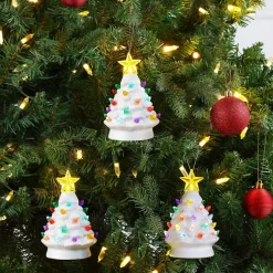 Mr. Christmas Ornaments>Set Of 3 Nostalgic Ceramic Tree Ornaments - White